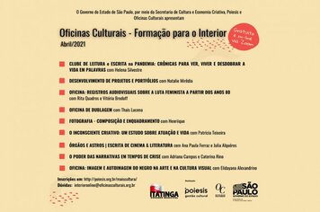 SECRETARIA DE CULTURA DO ESTADO DE SÃO PAULO OFERECE OFICINAS CULTURAIS