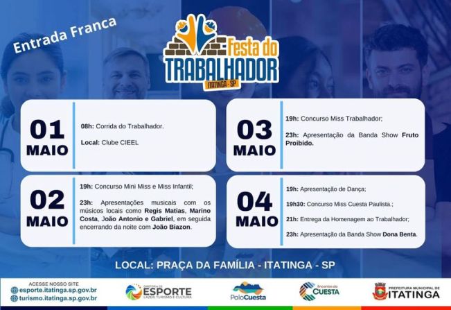 CONHEÇA TODA A ATRAÇÕES DO EVENTO – FESTA DO TRABALHADOR DE 2024