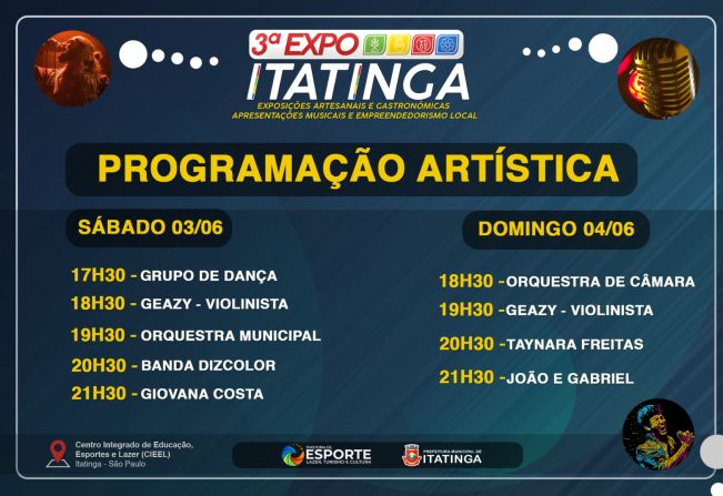 3ª EXPO ITATINGA – PROGRAMAÇÃO ARTÍSTICA 